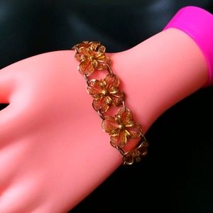 Vintage TOPAZIO Flower Link 925 Gold bracelet